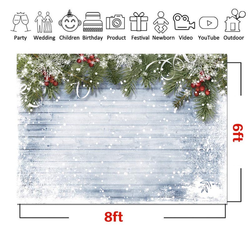 CYLYH 8X6ft Christmas Backdrop Christmas Photography Backdrop Xmas Rustic Vintage Wooden Background for New Year Party Banner Backdrop D189 - Image 5